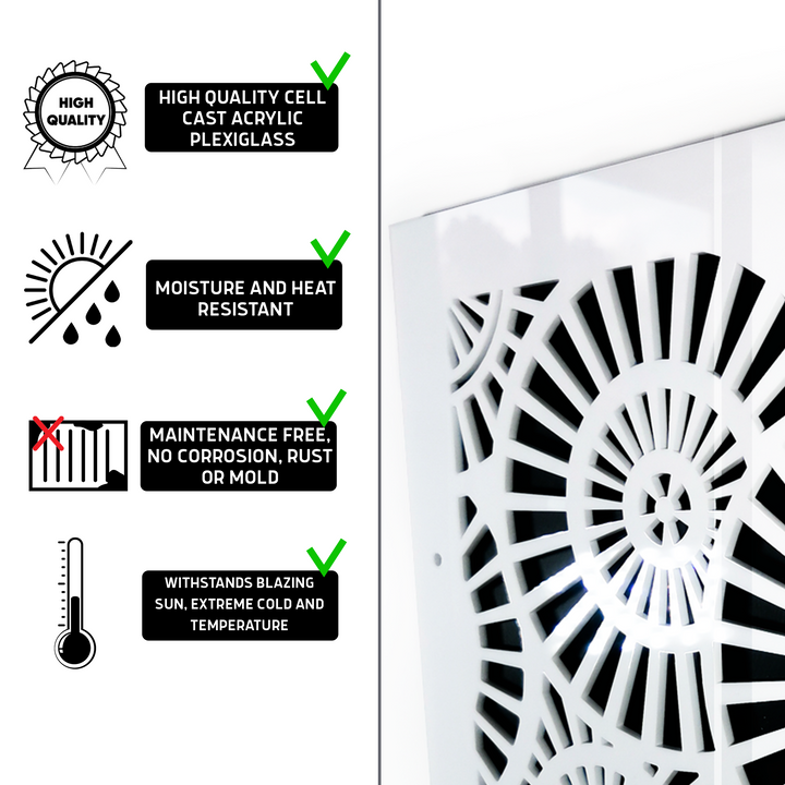 Waterwheel Round Vent Cover - White Collection Air Vent Grille SABA Home Decor